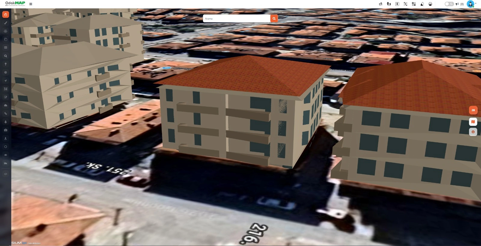 OdakTwin çatı kaplaması uygulanmış 3B bina modeli